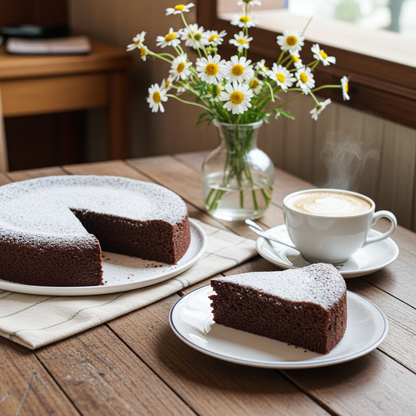 Gluten free Italian cake called Torta Caprese.