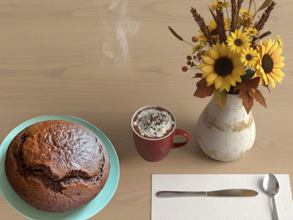 Homemade banana and chocolate cake.